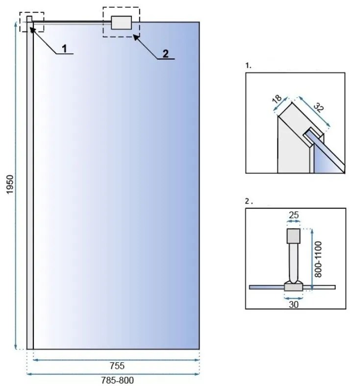 Zuhanyfal Rea Aero N 80 transparent
