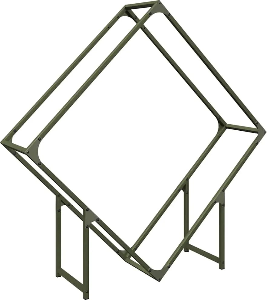 vidaXL olívazöld hidegen hengerelt acél tűzifatároló 100x25x100 cm