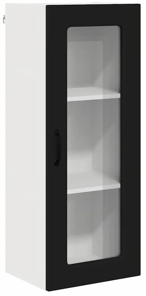Fali konyhaszekrény polcokkal Fekete 40 x 31 x 100 cm Faanyag