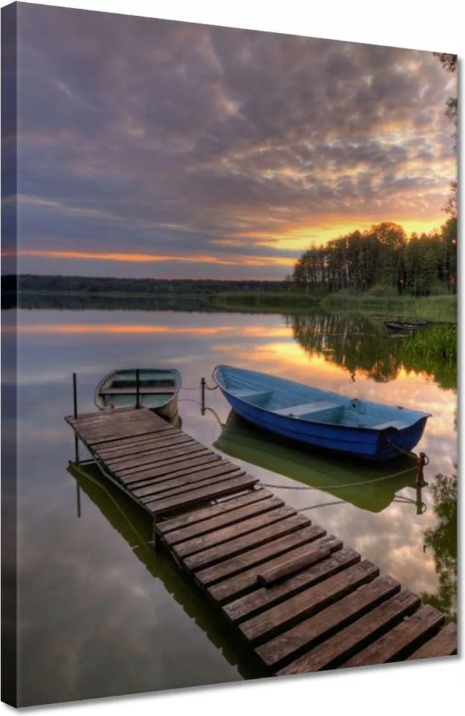 Vászonkép 30x40 Naplemente tó