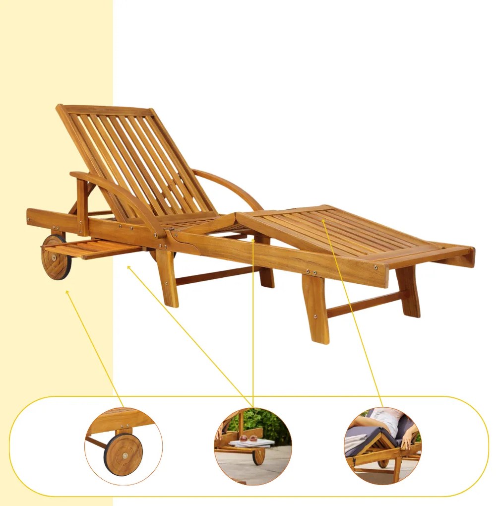 TAMI SUN kerti nyugágy, 195,5x69x85cm, természetes barna Jurhan