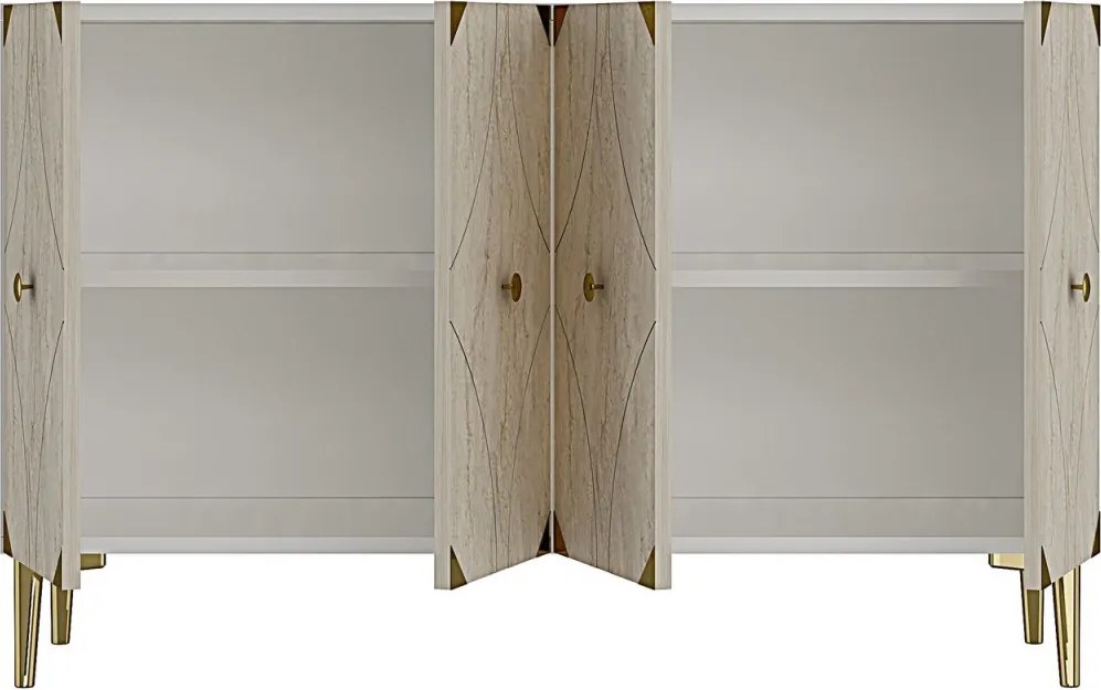 Alfa 120 - White, Travertine, Gold
