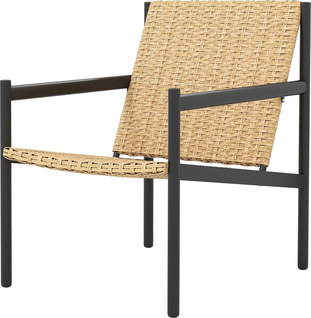 Outsunny Egyszemélyes Kerti Rattan Szék Kültéri, Időjárásálló Szék Karfával, Döntött Háttámlával és Acél Vázszerkezettel, 120 kg Teherbírás a Teraszon