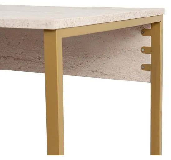 Íróasztal Twin Study Desk - Travertine, Arany