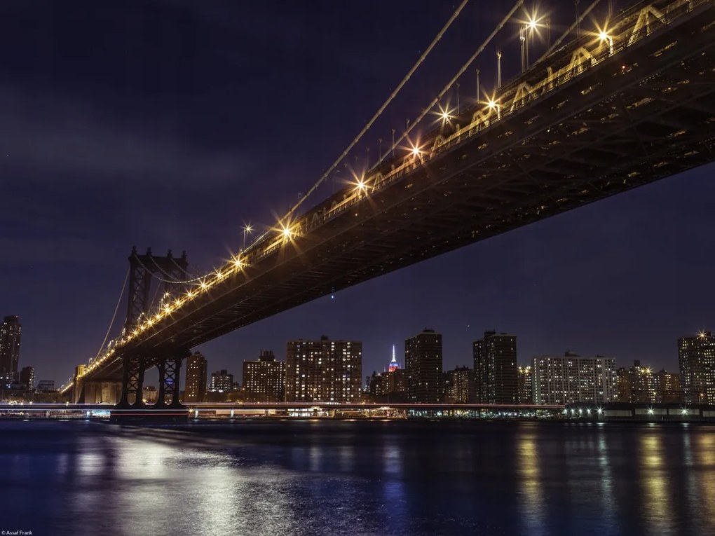 Poszter 40x30cm Brooklyn híd és Alsó-Manhattan panoráma alkonyatkor,