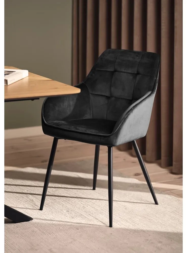 Szürke kárpitozott karfás étkezőfotel szett 2 db-os Nolan Square – Unique Furniture