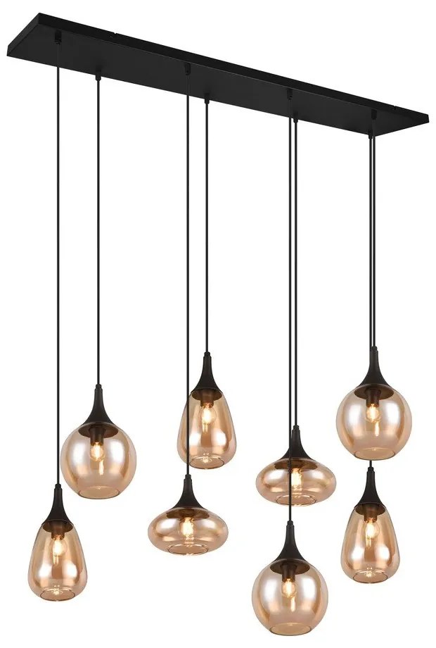 Fekete-narancssárga függőlámpa üveg búrával Lumina – Trio