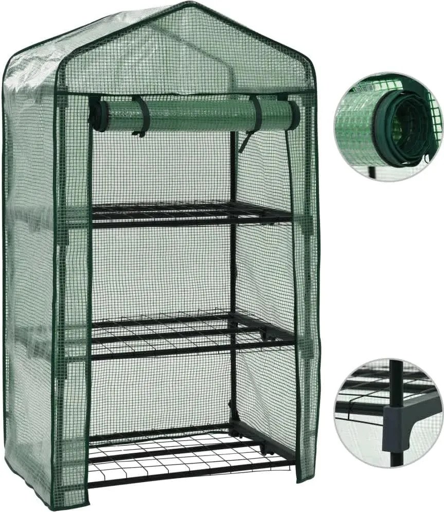 vidaXL háromszintes mini melegház 69 x 49 x 125 cm