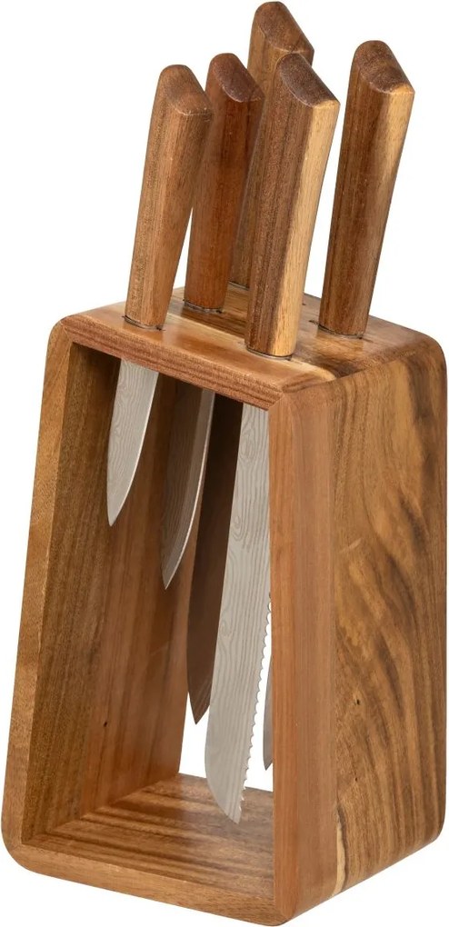 Késkészlet állványon 5db-os Dove akácfa blokkban tömör