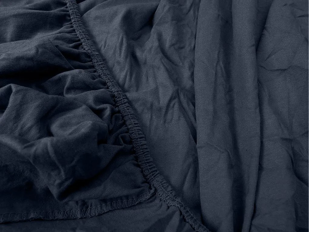 Jersey gumis lepedő lycrával tengerészkék 180 x 200 cm