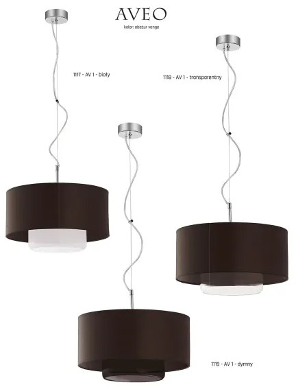 JUPITER 1118-AV1 - AVEO függeszték 1xE27/60W wenge, átlátszó üveg