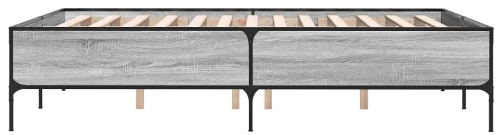 szürke sonoma szerelt fa és fém ágykeret 120 x 200 cm