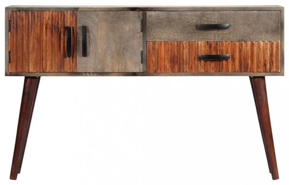 szürke tömör, nyers mangófa tálalóasztal 120 x 35 x 75 cm