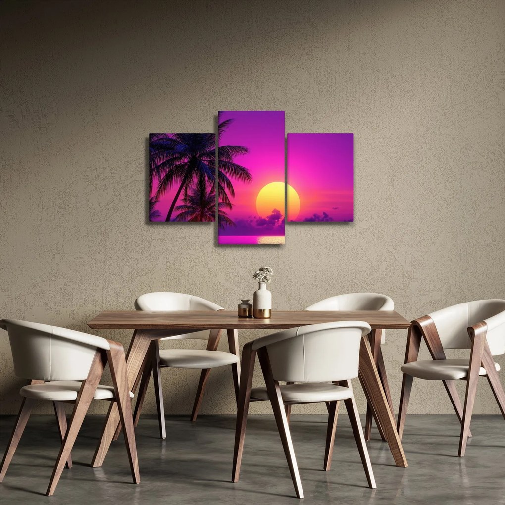 Kép - Lila naplemente pálmafával (90x60 cm)