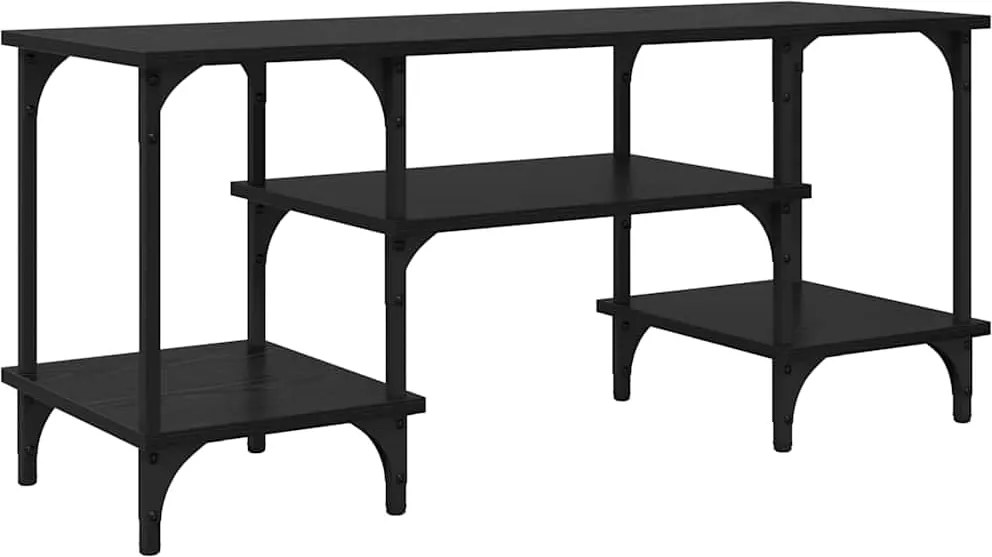 vidaXL TV szekrény Fekete tölgy 102 x 35 x 45,5 cm Műszaki fa és vas