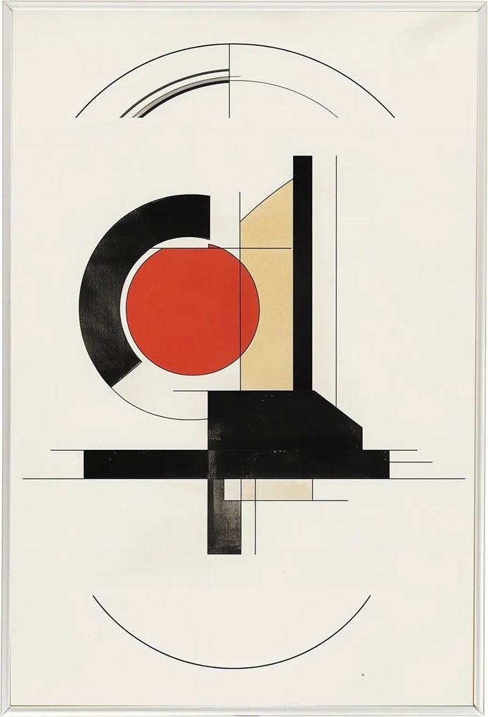 Poszter Keret Alumínium Grafika Geometria Kör Absztrakt Bauhaus 40x60