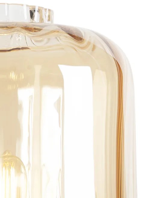 Design állólámpa fekete borostyánüveggel - Qara