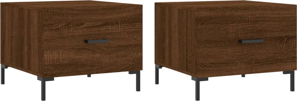 vidaXL 2 db barna tölgy szerelt fa dohányzóasztal 50 x 50 x 40 cm