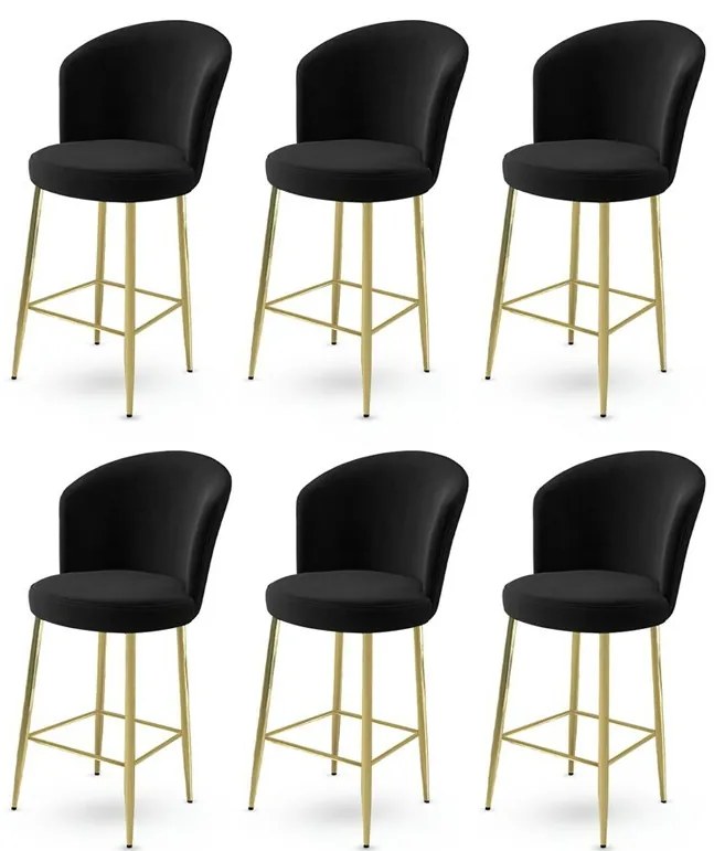 Alte Black and Gold bárszék szett, 6 db, 6 db