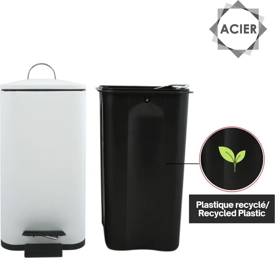 Matt fehér acél pedálos szemetes 5 l Erik – Spirella
