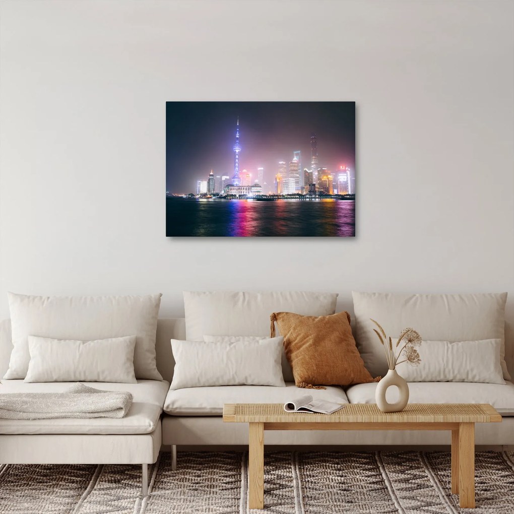Éjszakai Shanghai képe (70x50 cm)