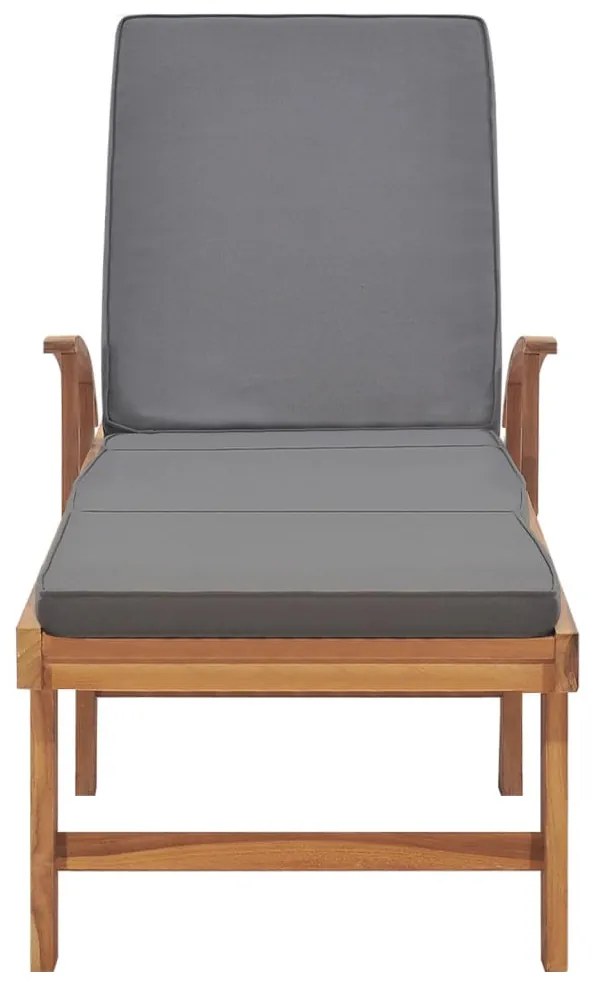 Tömör tíkfa napozóágy sötétszürke párnával