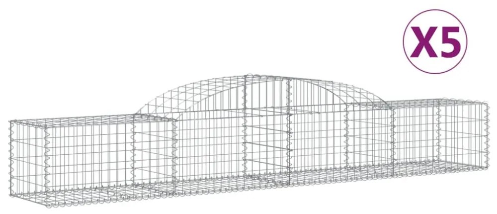 5 db íves horganyzott vas gabion kosár 300x50x40/60 cm