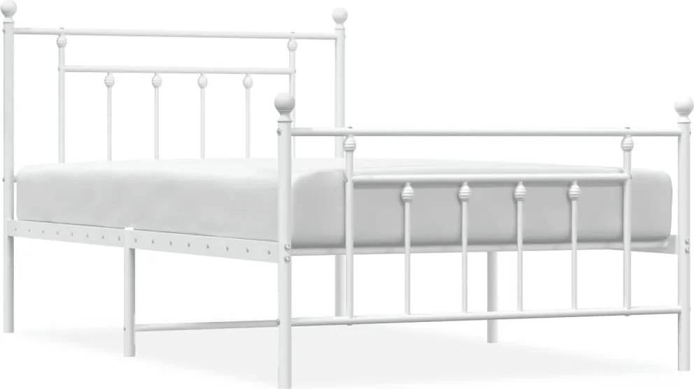 vidaXL fehér fém ágykeret fej- és lábtámlával 107 x 203 cm