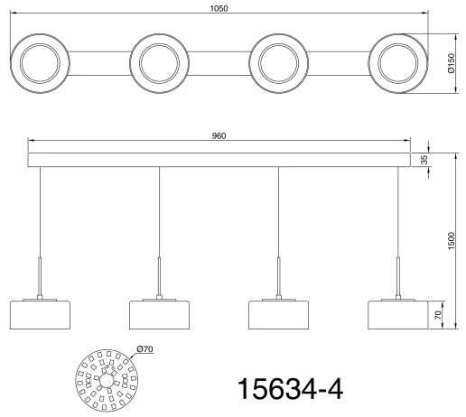 Globo 15634-4 - LED Csillár zsinóron FOGSY 4xLED/8W/230V