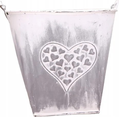 Fém fedél szürke szív vödörrel 16x19cm