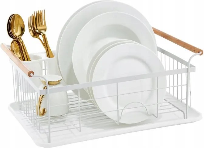 Csepegtető XXL Nagy Edényszárító Tányérok Evőeszközök Fém Fehér Backhome