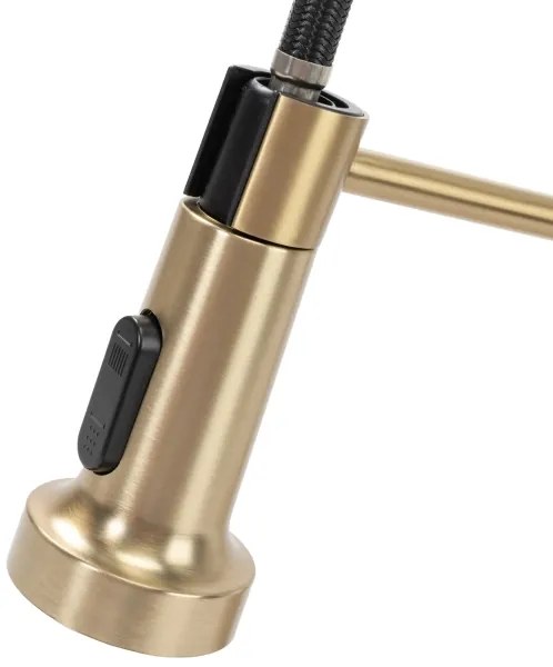 REA-B4821 - COLIN mosogató csaptelep kihúzható zuhanyfejjel, 42,5 cm, szálcsiszolt arany