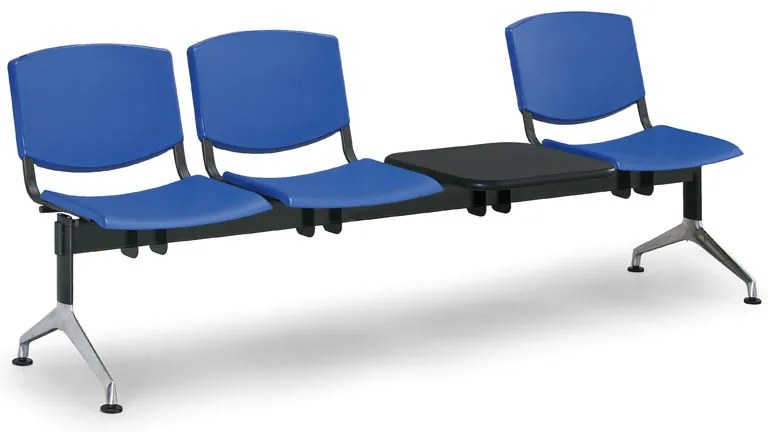 Design műanyag pad, 3 üléses + asztal, piros