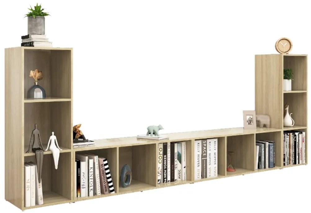 4 db sonoma tölgy színű szerelt fa TV-szekrény 107 x 35 x 37 cm
