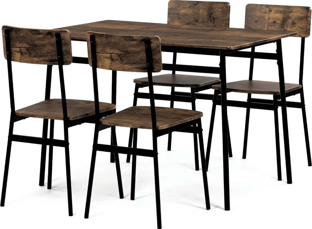 Étkezőgarnitúra 4 székkel 110 × 70 × 76 cm MDF öreg fa AUT-O2155 OLW