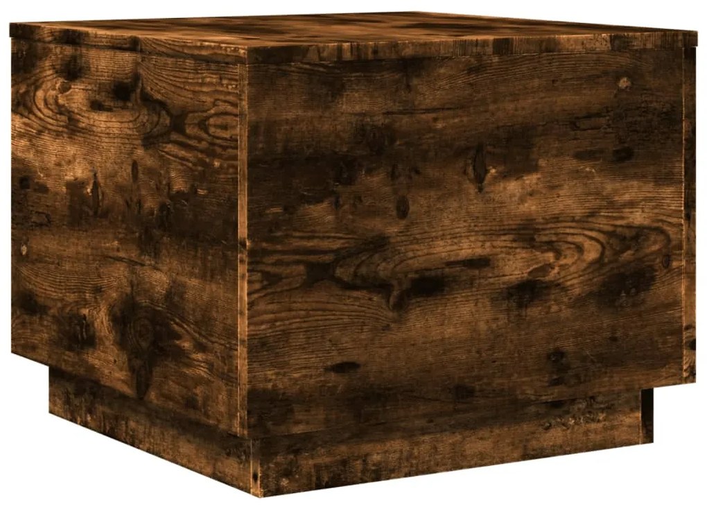 Füstös tölgy színű dohányzóasztal LED-lámpákkal 50 x 50 x 40 cm