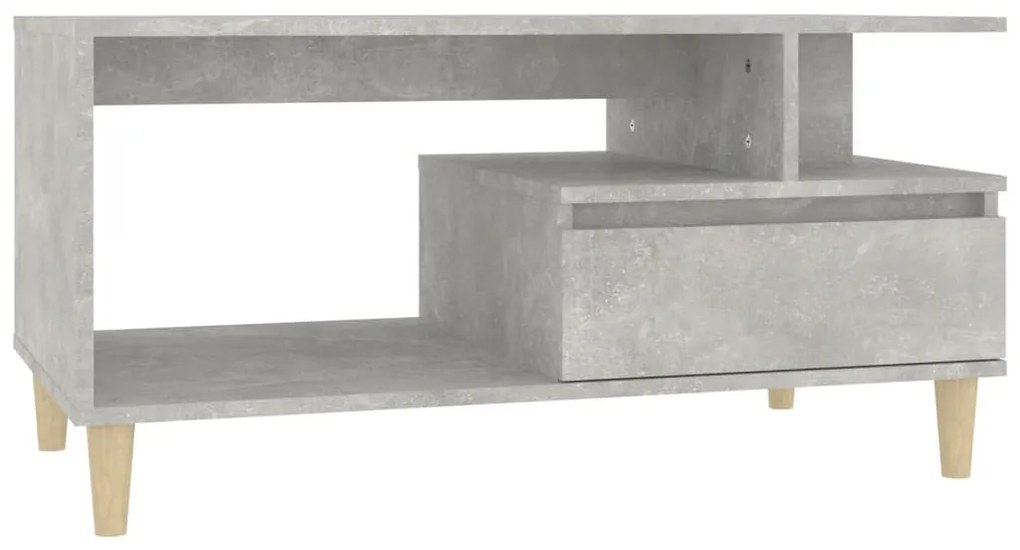 Betonszürke szerelt fa dohányzóasztal 90x49x45 cm