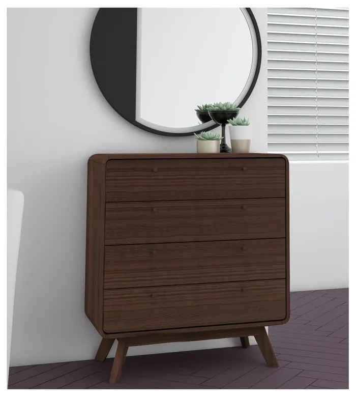 Sötétbarna magas komód diófa dekorral 80x88 cm Caitlin – Støraa