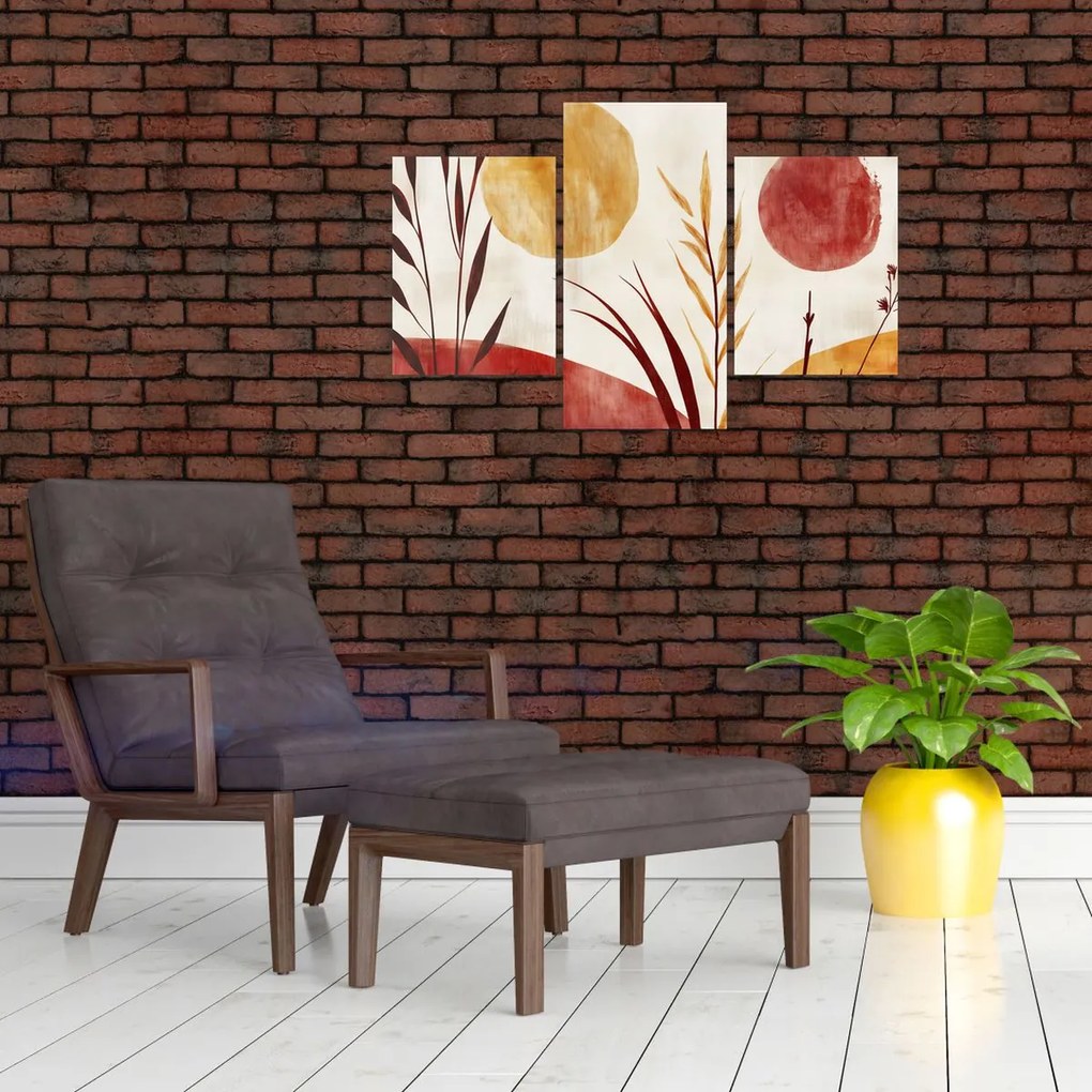 Kép - Növények és körök (90x60 cm)