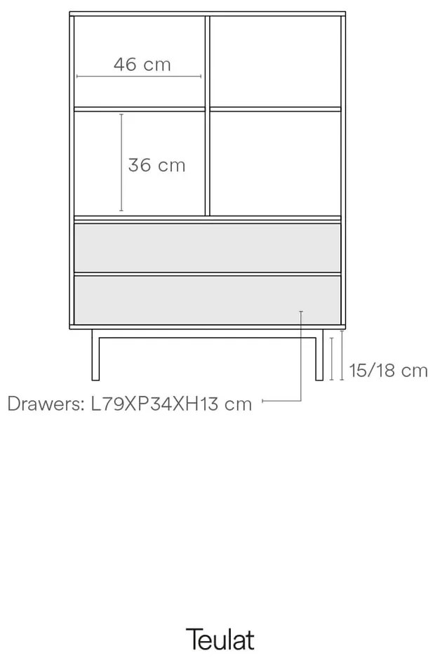 Szürke magas komód 97x130 cm Sierra – Teulat