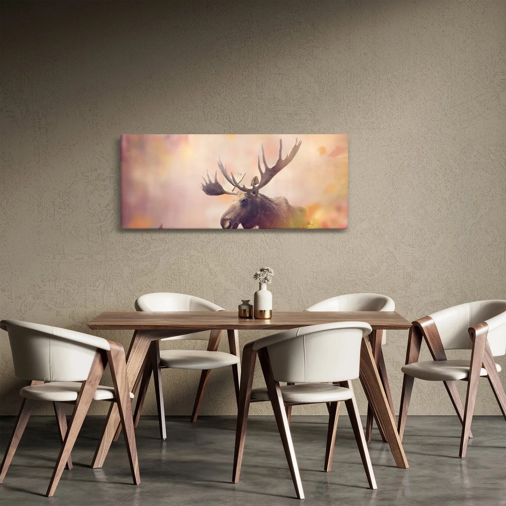 Kép - jávorszarvas az őszi levelekben (120x50 cm)