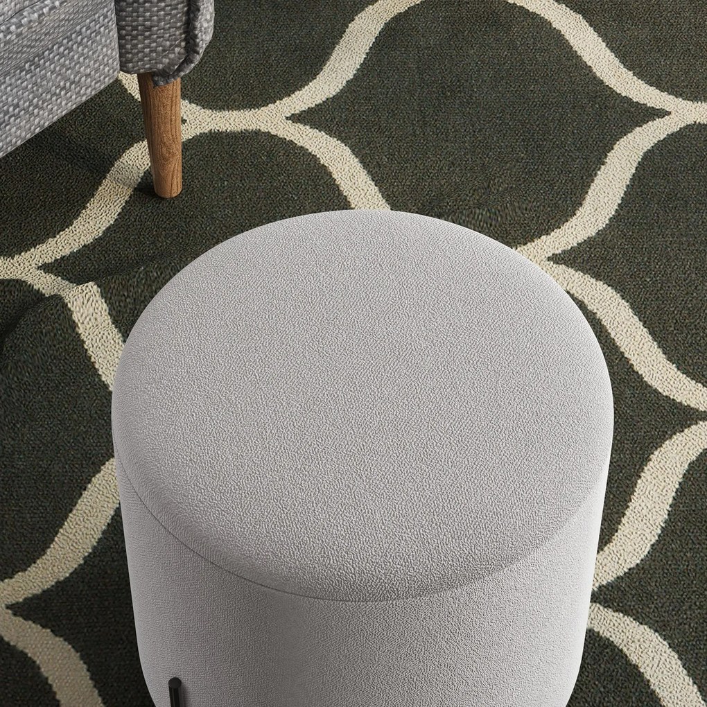 HOMCOM Puff Lábpihenő Velúr Puffacél Lábbal Ø 35 x 38 cm Nappaliba Hálószobába Világosszürke | Aosom