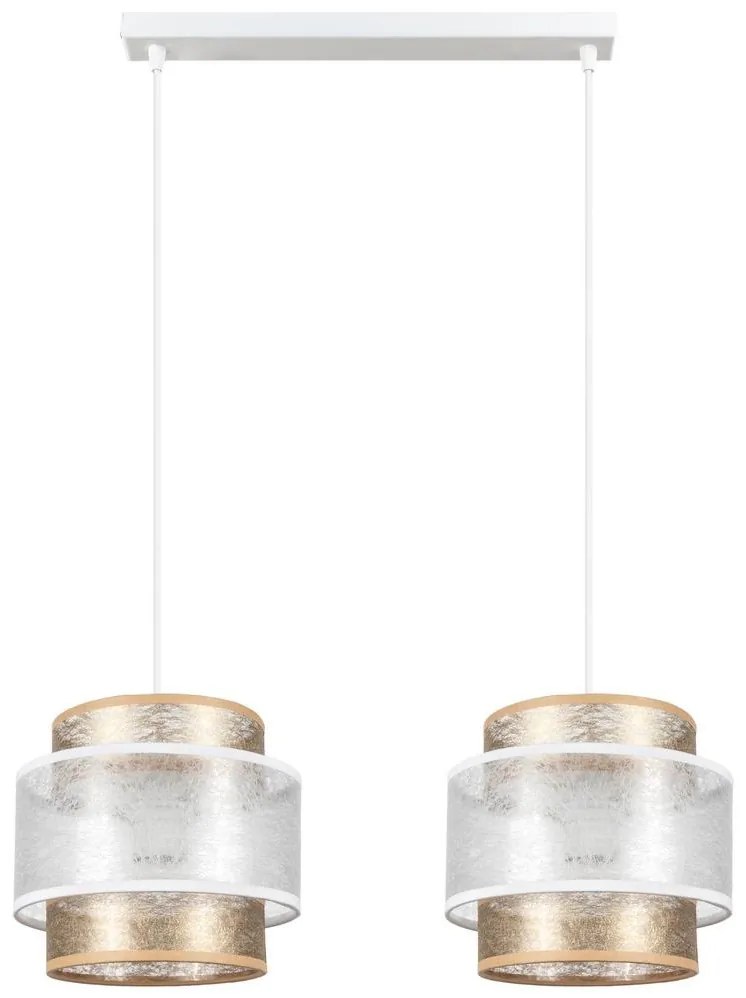 Csillár zsinóron GABI 2xE27/60W/230V arany/fehér