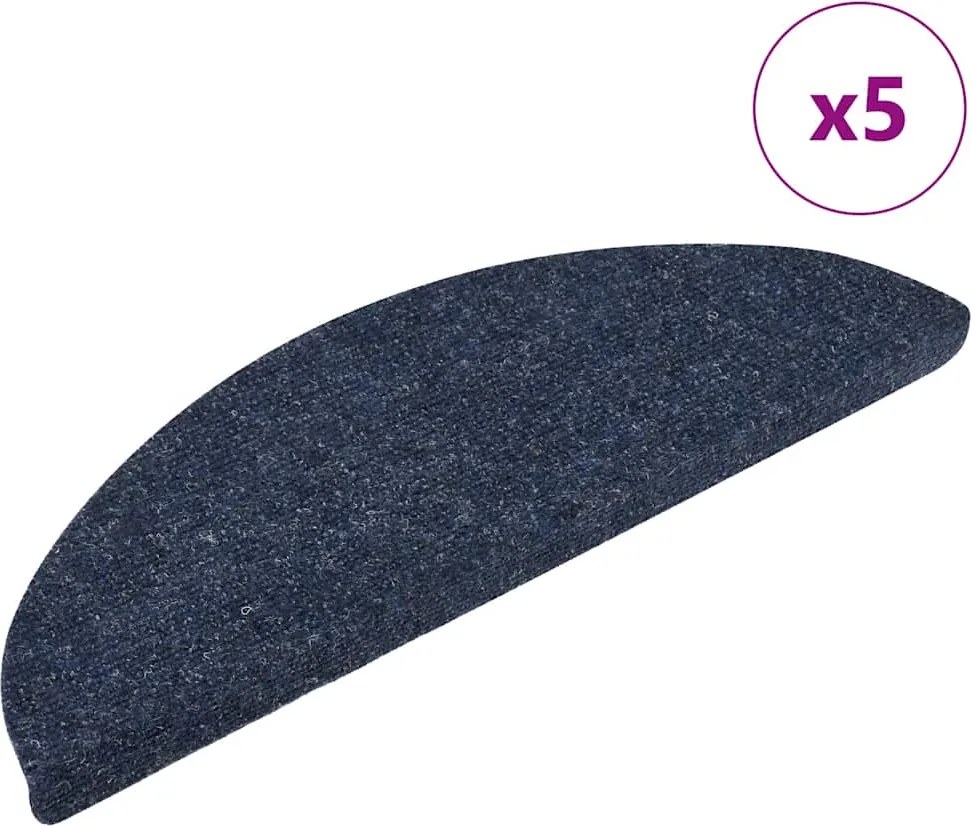 vidaXL 5 db öntapadós lépcsőszőnyeg 56 x 17 x 3 cm kék félkör alakú