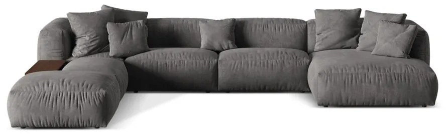 Szürke bársony moduláris sarokkanapé (bal oldali-U alakú) Martina – Micadoni