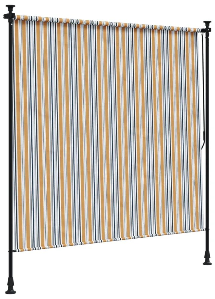 sárga és fehér szövet és acél kültéri roló 150 x 270 cm