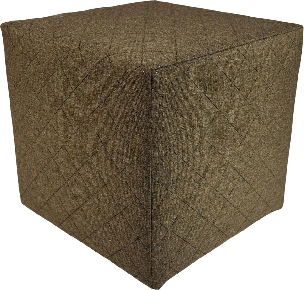 Négyzet alakú szavanna puff steppelt barna színben