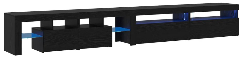 TV szekrények 3 db LED világítással Fekete tölgy Mérnöki fa