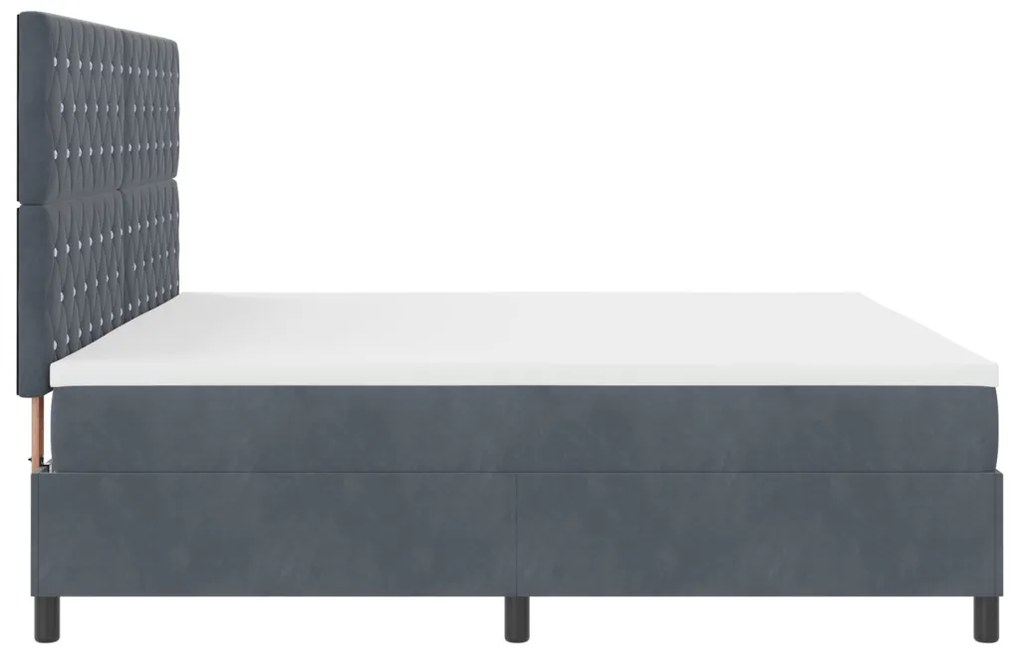 Boxspring Ágy Mattal Sötétszürke 200x200 cm Bársony