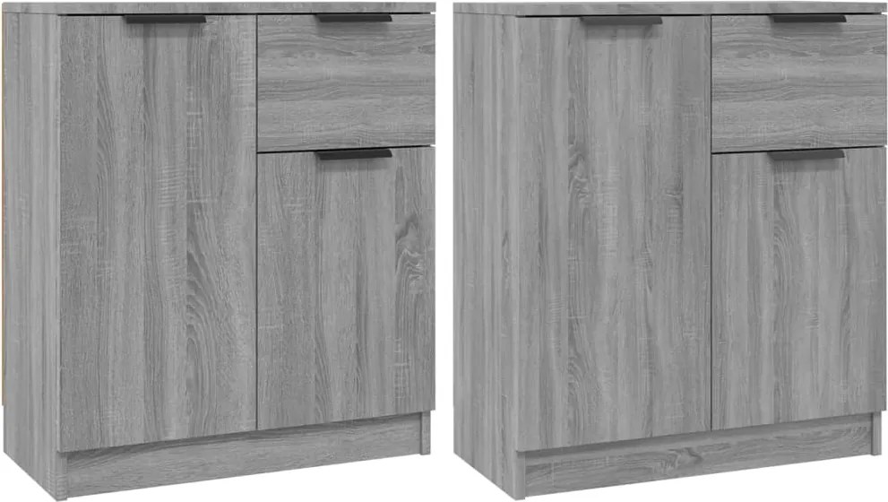 vidaXL 2 db szürke sonoma színű szerelt fa tálalóasztal 60x30x70 cm